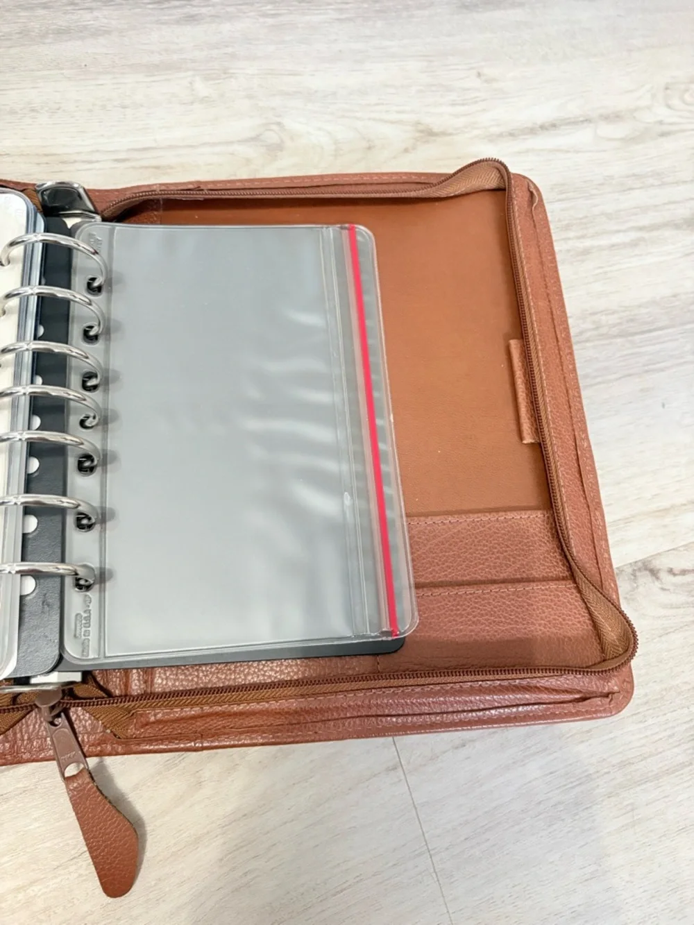 Franklin Covey Zip Around Vintage Binder Cognac Brown Monticello Satellite